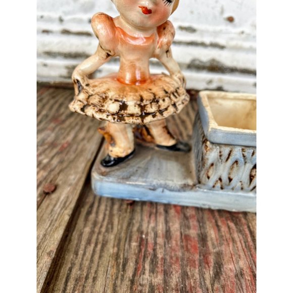Vintage Shabby Ballerina Girl Planter Vase - Picture 7 of 12